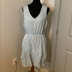 Anthropologie Blue Embroidered Dress